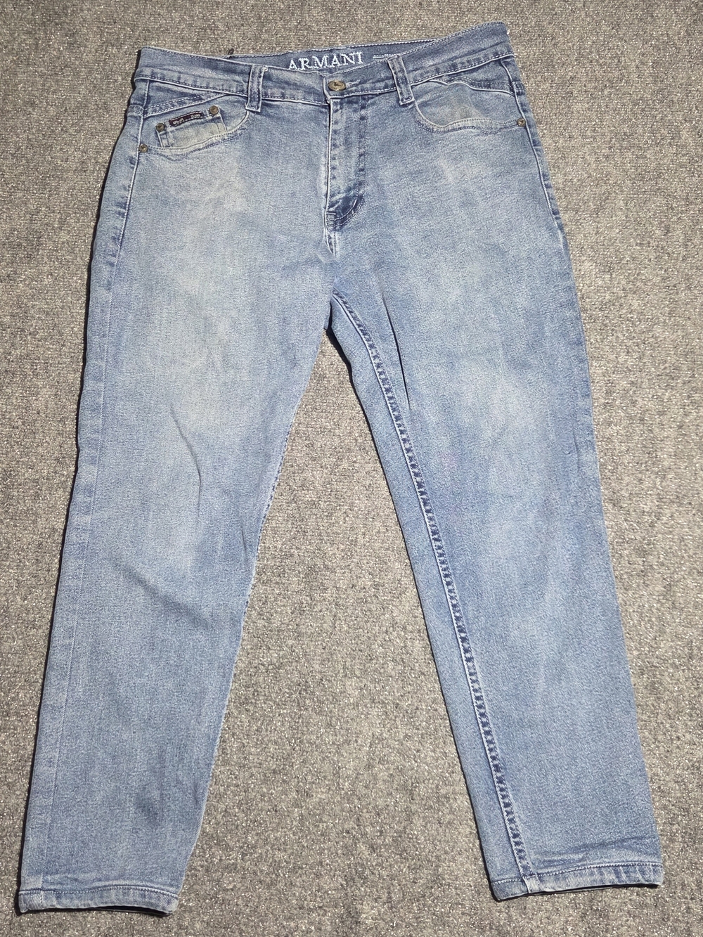 Armani Jeans Denim Blue Jeans Mens Size 33x23 Straight Flat Front Cotton Medium